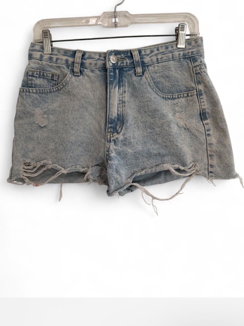 SHEIN BLUE DENIM DISTRESSED SHORTS SIZE 28